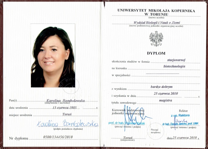 dyplom mgr biotechnologia K.Trzeciak