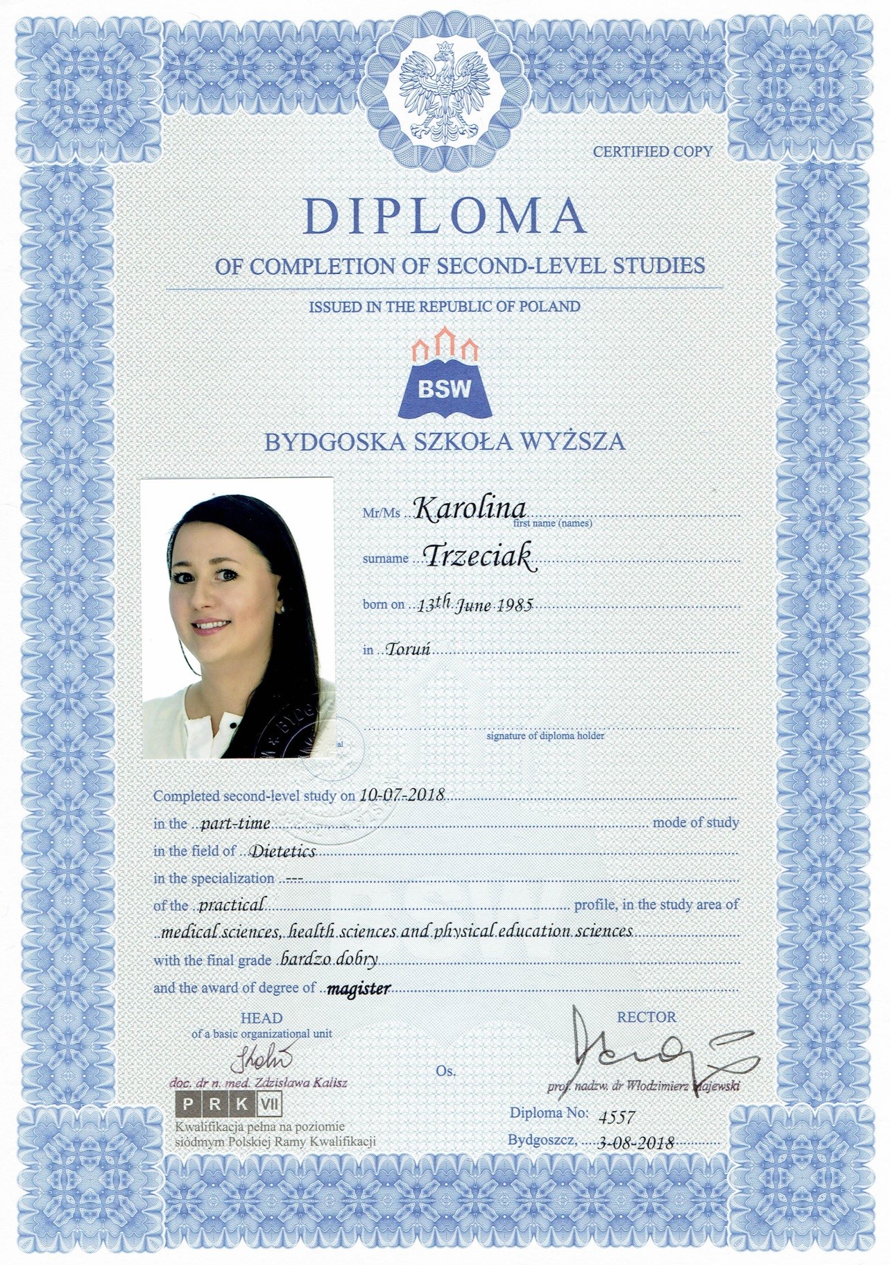 dyplom mgr dietetyka K.Trzeciak